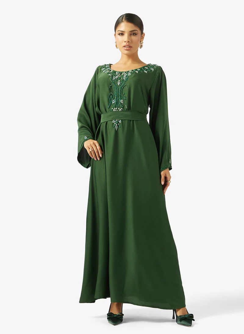 Embellished Belted Jalabiya
